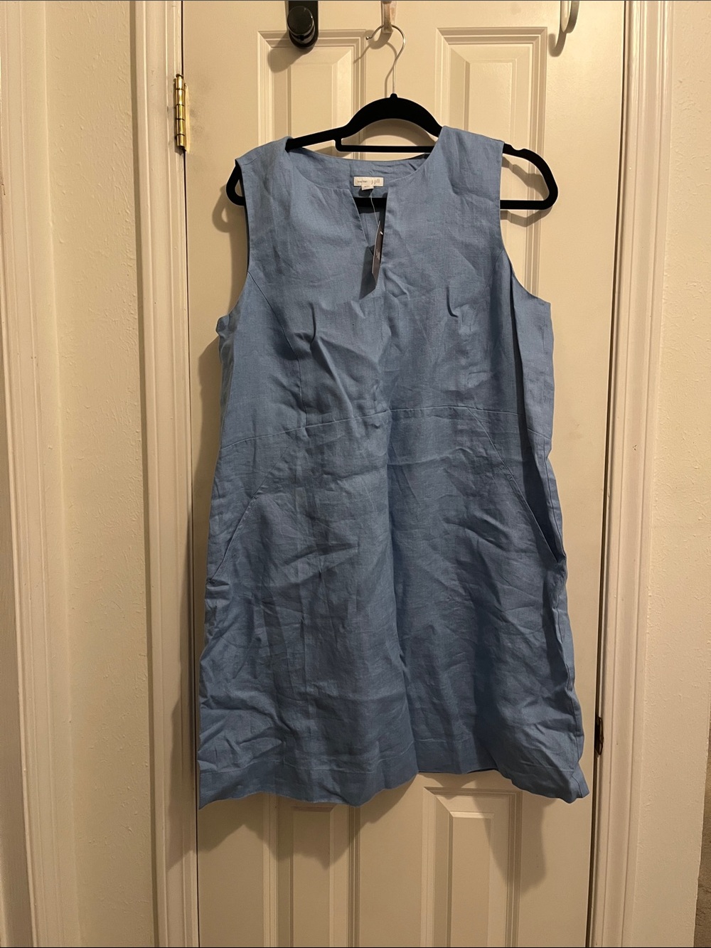 NWT LPJ. Jill Light Blue Sleeveless Linen Shift Dress